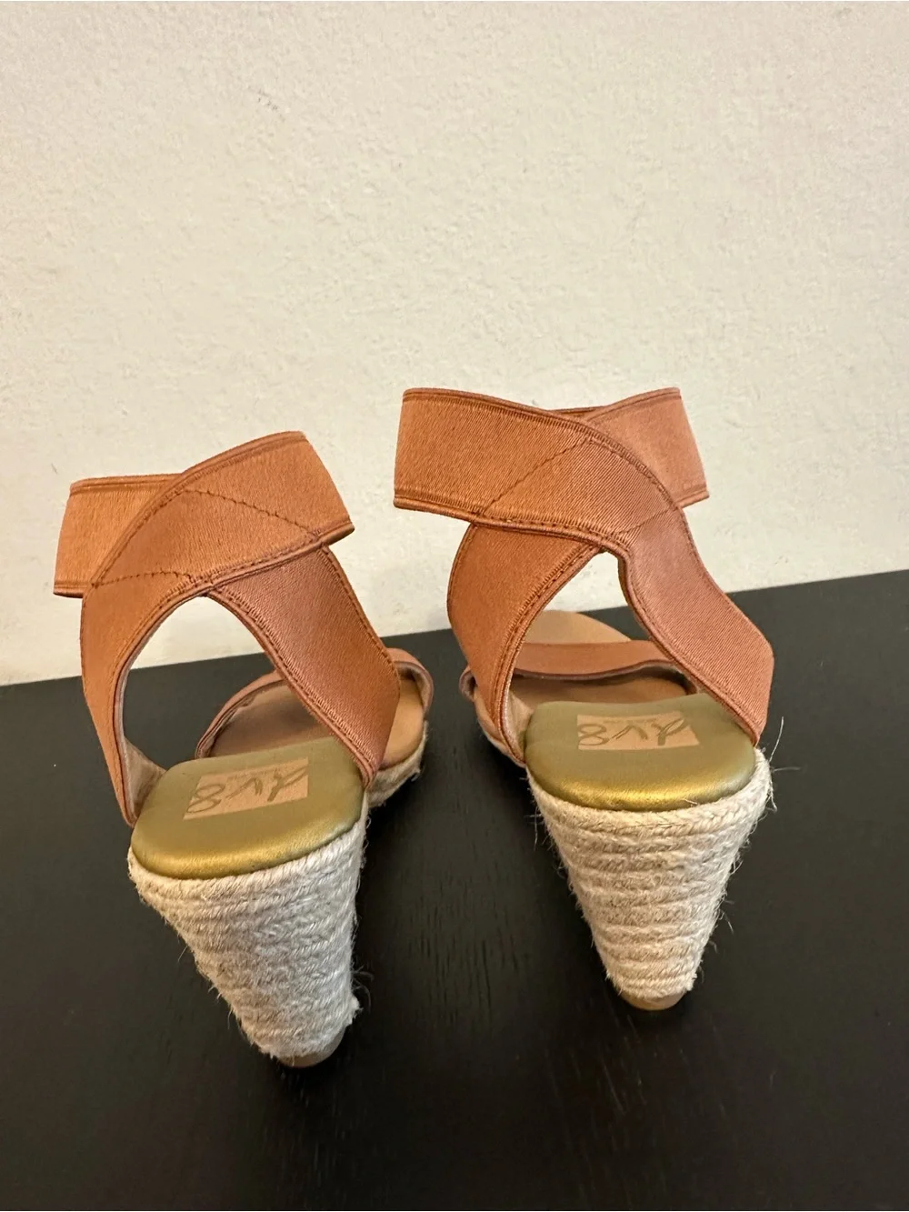 Espadrille Wedge Sandals in Tan with Ankle Strap Size 7